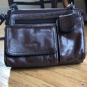 Dark Brown Leather Cross-Body Purse